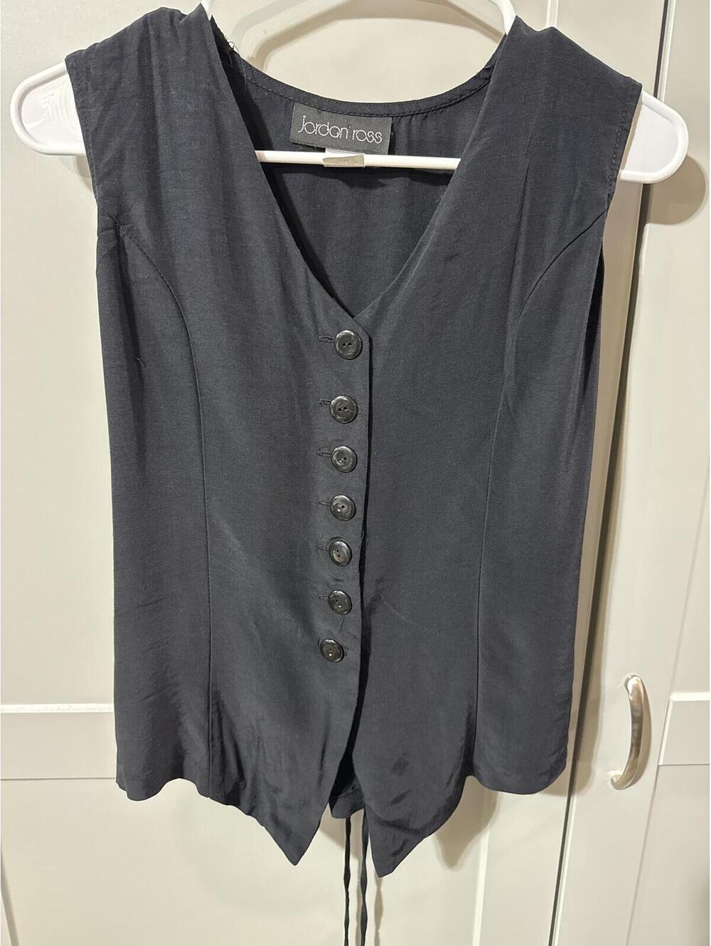Vintage Jordan Ross Sleeveless Button-Front Top with Lace-Up Back - Small